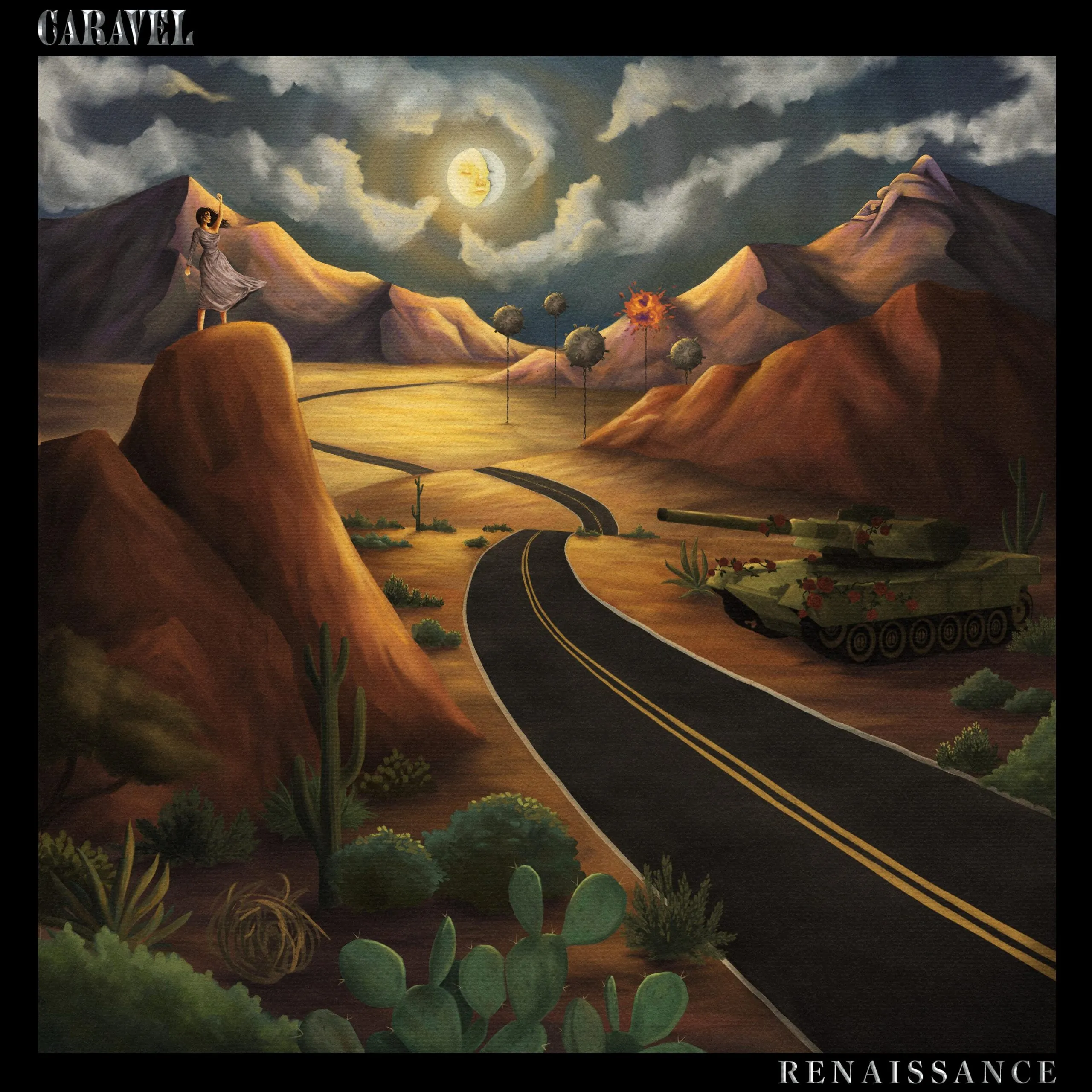 Renaissance EP cover: a desert road under a full moon